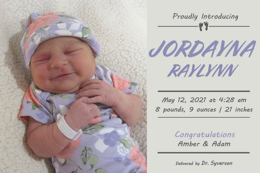 Jordayna Raylynn Birth Announcement