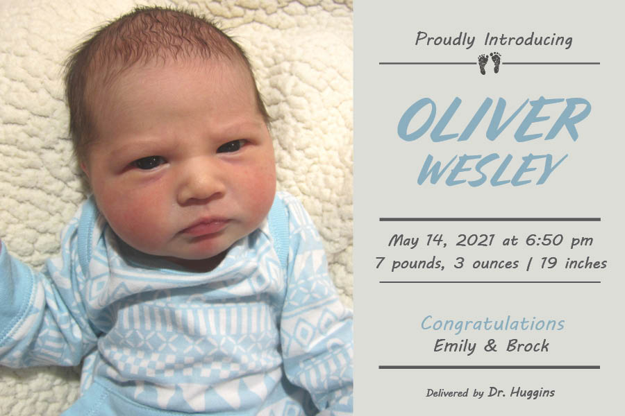 Oliver Wesley Birth Announcement
