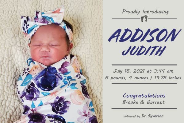 Addison Judith Birth Announcement