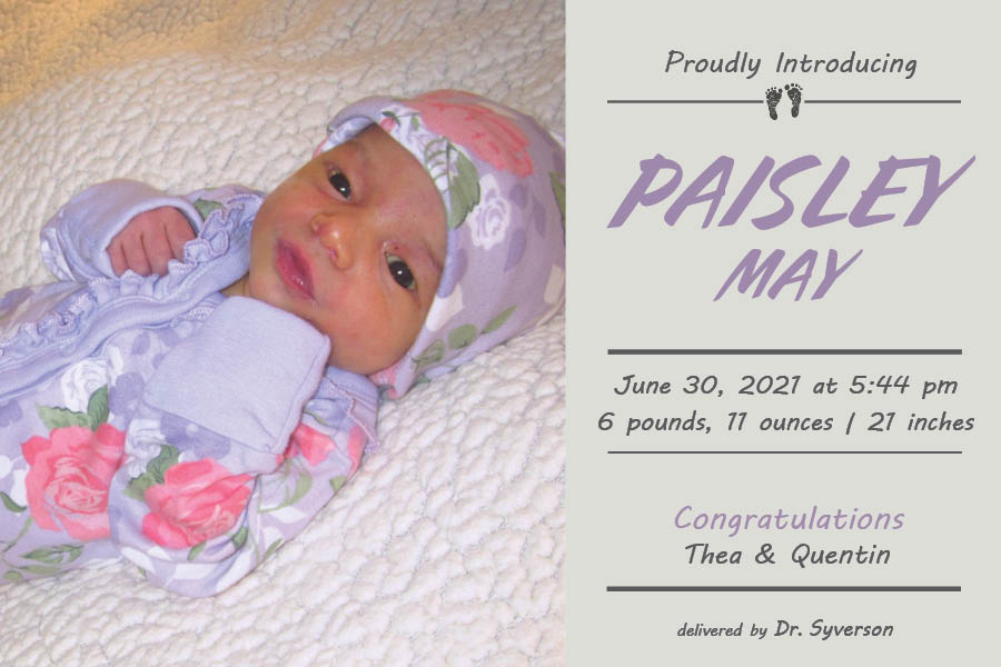 Paisley May Birth Announcement