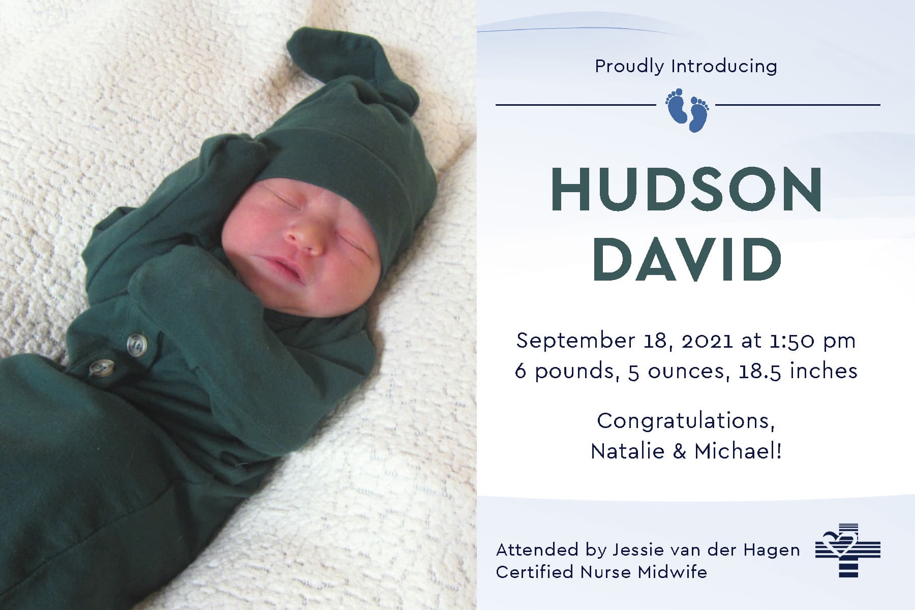 Hudson birth announcement