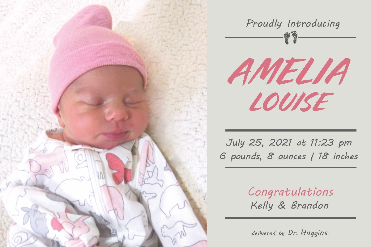 Amelia Birth Announcement