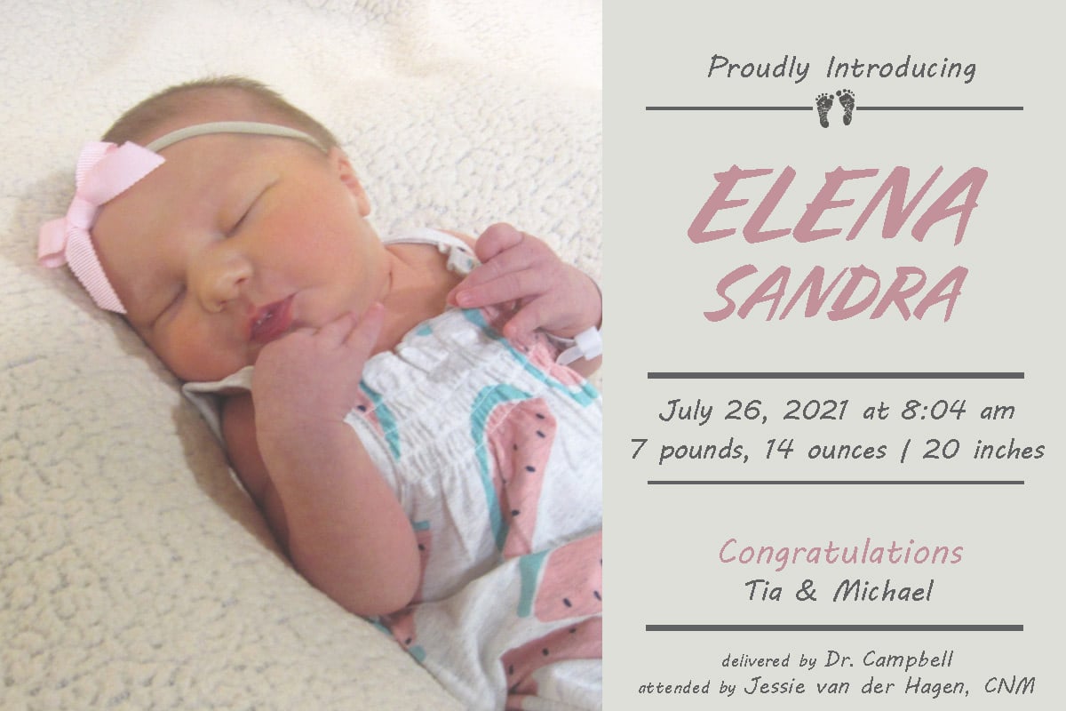 Elena Birth Announcement
