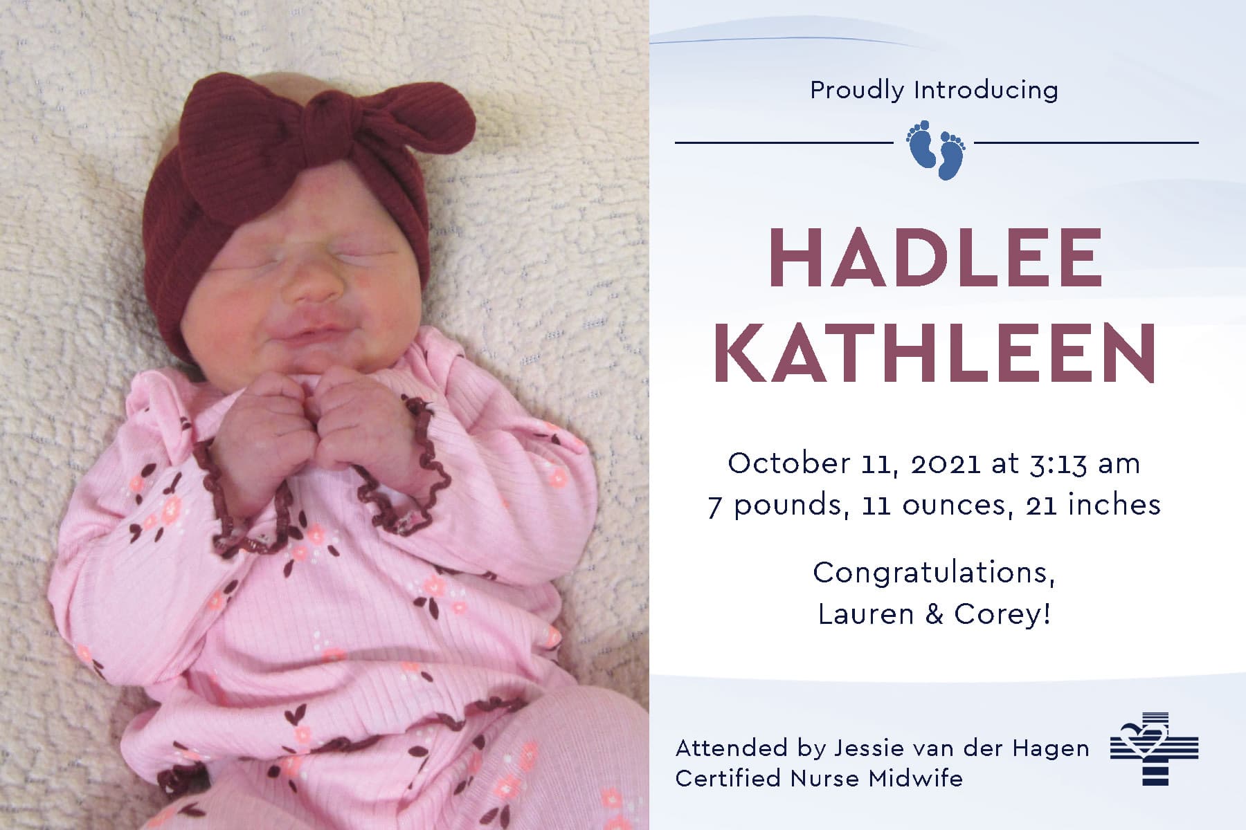 Hadlee birth announcement